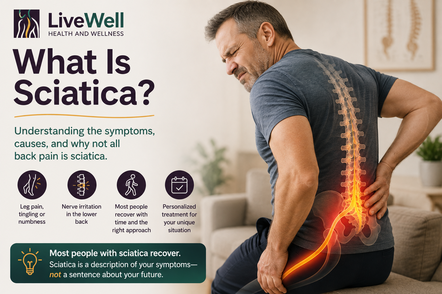 What Is Sciatica? Understanding the symptoms, causes, and why not all back pain is sciatica.